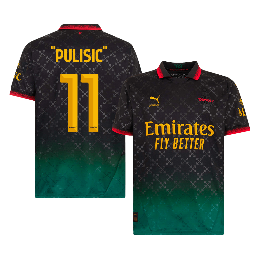 "PULISIC" #11 AC Milan Vierde Shirt 2024/25 Zwart