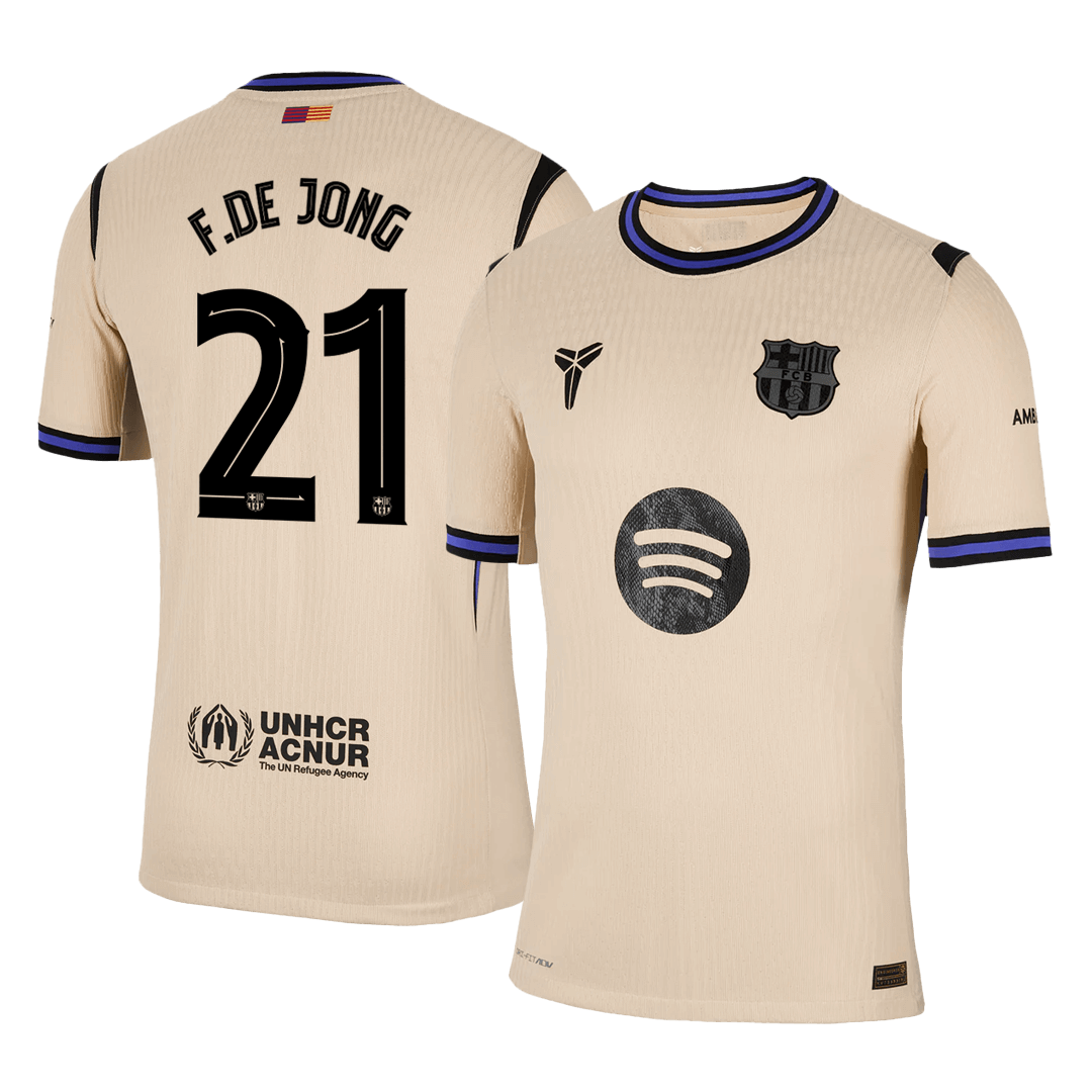 F.DE JONG #21 Barcelona Uitshirt 2025/26 Spelersversie - UCL
