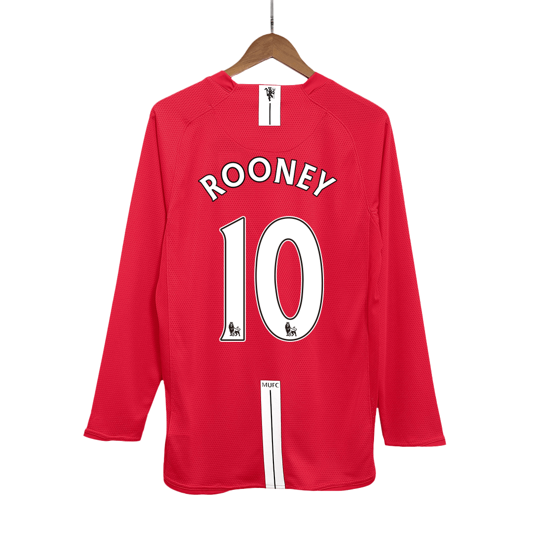 ROONEY #10 Retro 2007/08 Manchester United Thuisshirt (Lange Mouwen)
