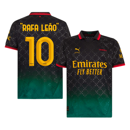 "RAFA LEÃO" #10 AC Milan Vierde Shirt 2024/25 Zwart