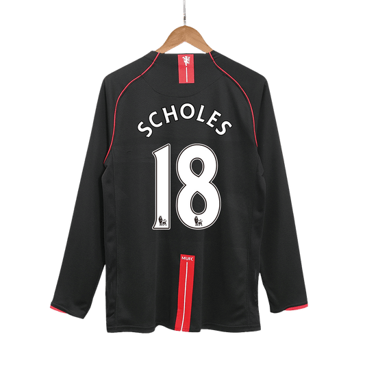 SCHOLES #18 Retro 2007/08 Manchester United Uitshirt Lange Mouwen