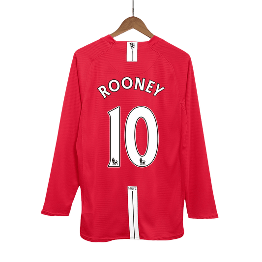 ROONEY #10 Retro 2007/08 Manchester United Thuisshirt (Lange Mouwen)