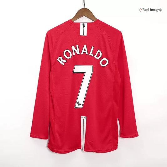 RONALDO #7 Retro 2007/08 Manchester United Thuisshirt (Lange Mouwen)